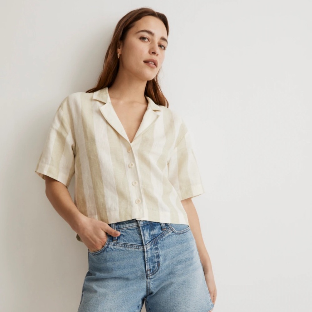 Madewell resort crop shirt